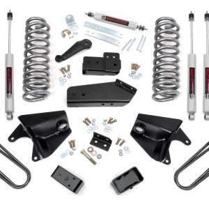 Rough Country 4 Inch Lift Kit Quad Front Shocks Rear Blocks Ford F-150 4WD (80-96)