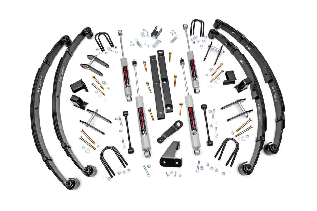 Rough Country 4.5 Inch Lift Kit Power Steering Jeep Wrangler YJ 4WD (1987-1995)