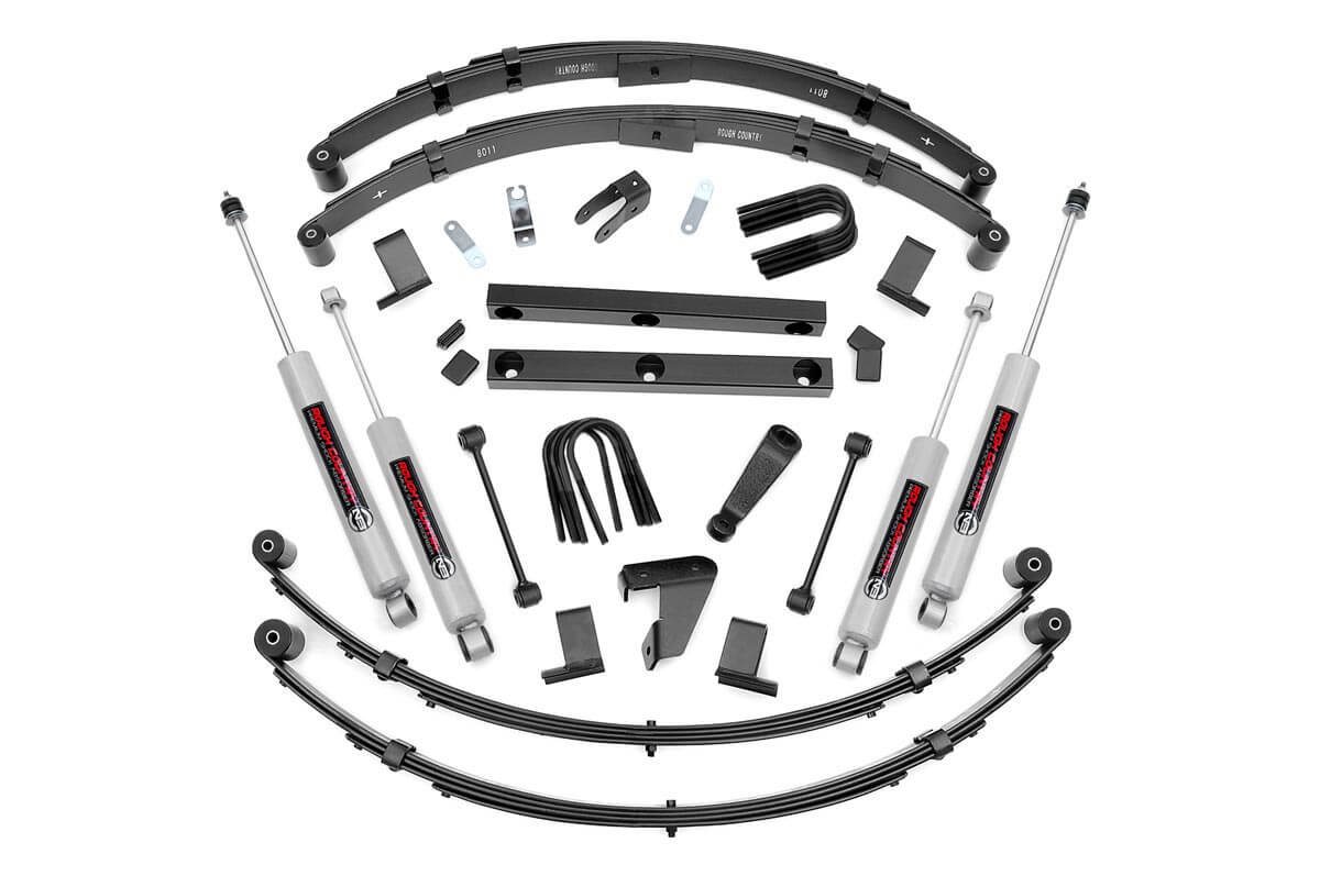 Rough Country 4 Inch Lift Kit Power Steer Jeep Wrangler YJ 4WD (1987-1995)