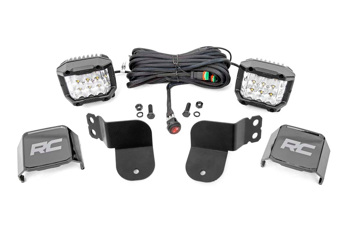 Rough Country LED Light Kit Cage Mount 3″ OSRAM Wide Angle Polaris General XP 4 1000