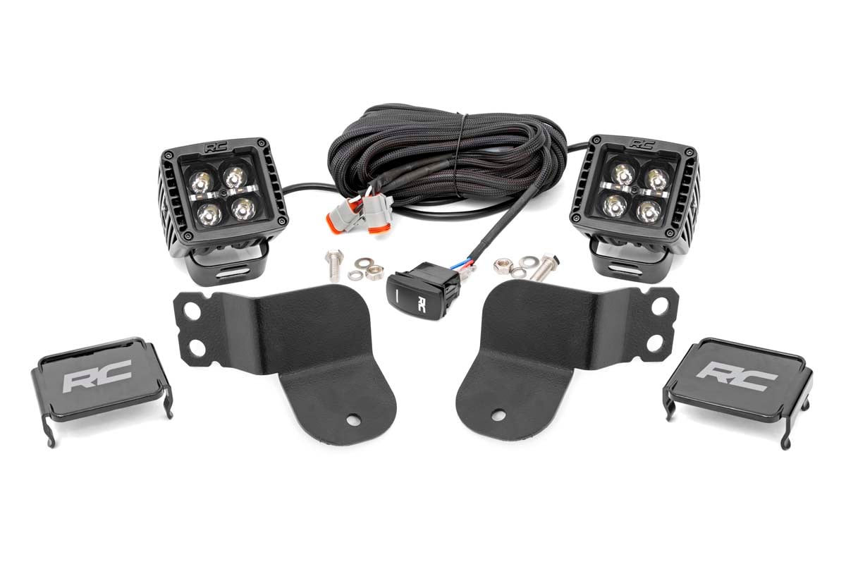 Rough Country LED Light Kit Cage Mount 2″ Black Pair White DRL Polaris General XP 4 1000