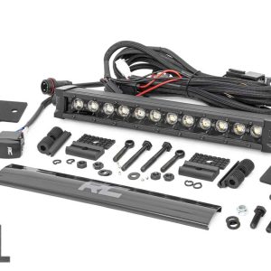 Rough Country LED Light Kit Bumper Mount 12″ Black Single Row White DRL Polaris Ranger XP 1000