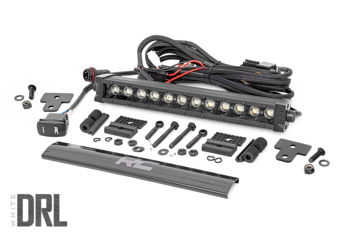 Rough Country LED Light Bumper Mount 12″ Black Single Row White DRL Can-Am Defender HD 8/HD 9/HD 10