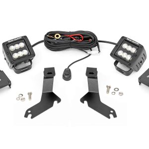 Rough Country LED Light Kit Ditch Mount 2″ Black Pair Flood Chevy Silverado 1500 (99-06)/Tahoe (00-06)