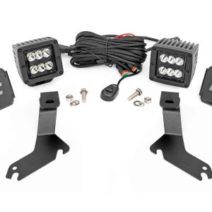 Rough Country LED Light Kit Ditch Mount 2″ Black Pair Spot Chevy Silverado 1500 (99-06)/Tahoe (00-06)
