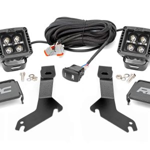 Rough Country LED Light Kit Ditch Mount 2″ Black Pair White DRL Chevy Silverado 1500 (99-06)