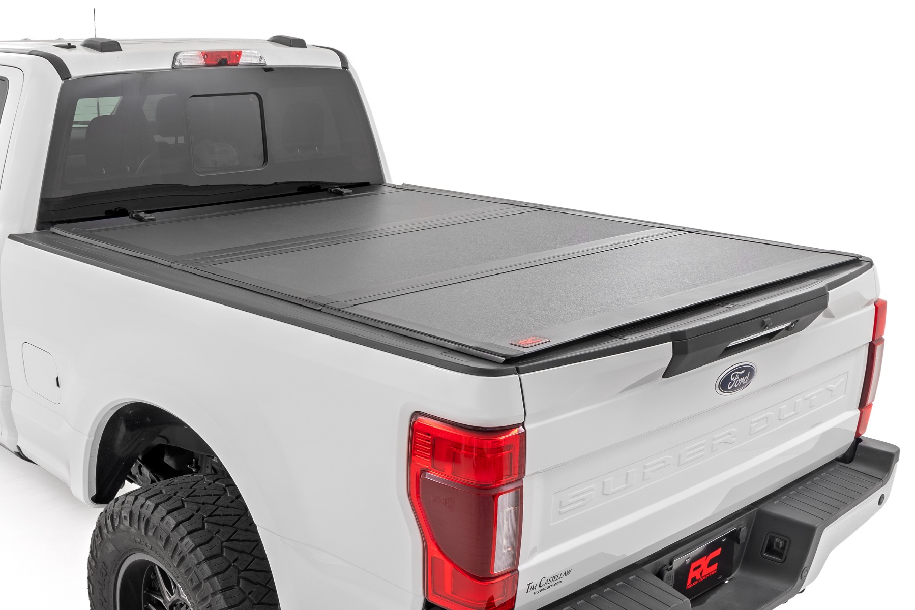 Rough Country Hard Tri-Fold Flip Up Bed Cover 6’10” Bed Ford F-250/F-350 Super Duty (17-26)