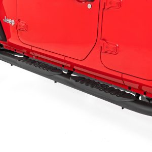 Rough Country Oval Nerf Steps 4 Door Black Jeep Wrangler Unlimited 4WD (2018-2026)