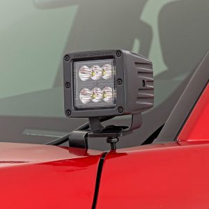 Rough Country LED Light Kit Ditch Mount 2″ Black Pair Spot Toyota Tacoma (24-26)
