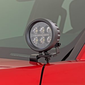 Rough Country LED Light Kit Ditch Mount Black Series Round 3.5 Inch Amber DRL Toyota Tacoma (24-26)