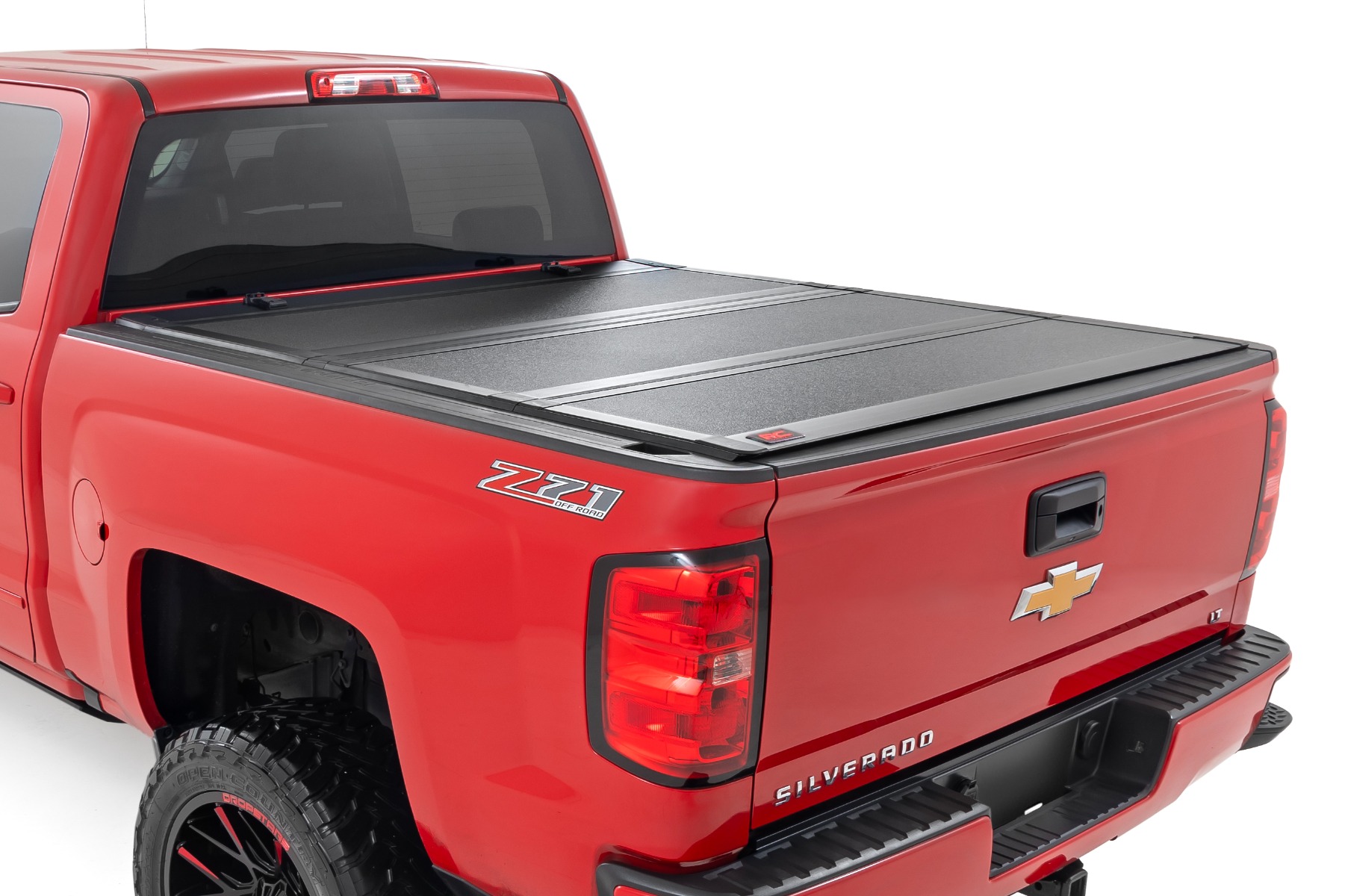 Rough Country Hard Tri-Fold Flip Up Bed Cover 6’7″ Bed Rail Cap Chevy/GMC 1500/2500HD/3500HD (14-19)