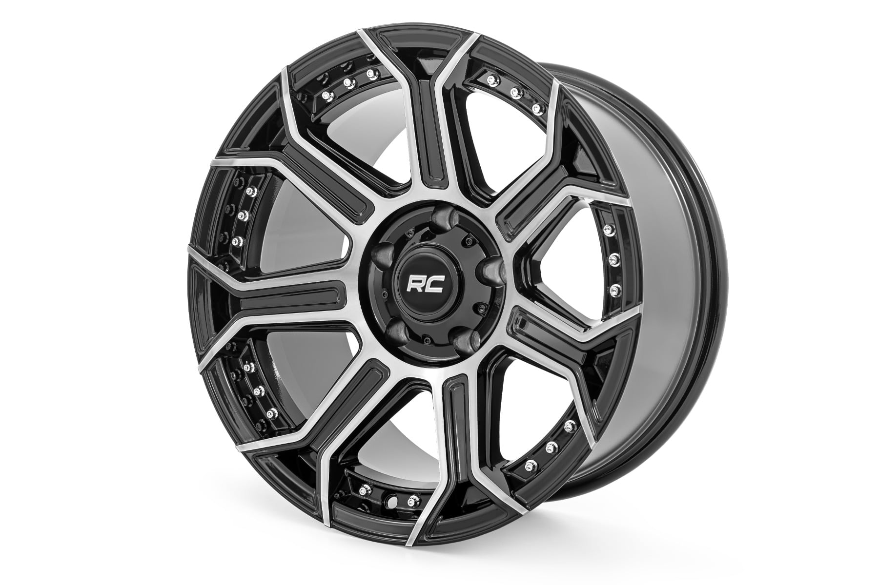 Rough Country 89 Series Wheel One-Piece Black Machined Gun Metal 17x9 6x5.5 -12mm
