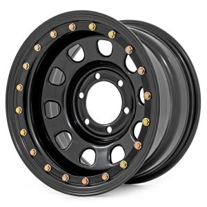 Rough Country Steel Simulated Bead Lock Wheel Black 15x10 5x4.5 3.30 Bore -39