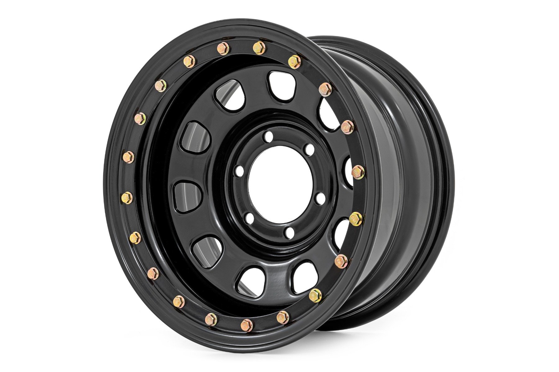 Rough Country Steel Simulated Bead Lock Wheel Black 15x10 5x4.5 3.30 Bore -39
