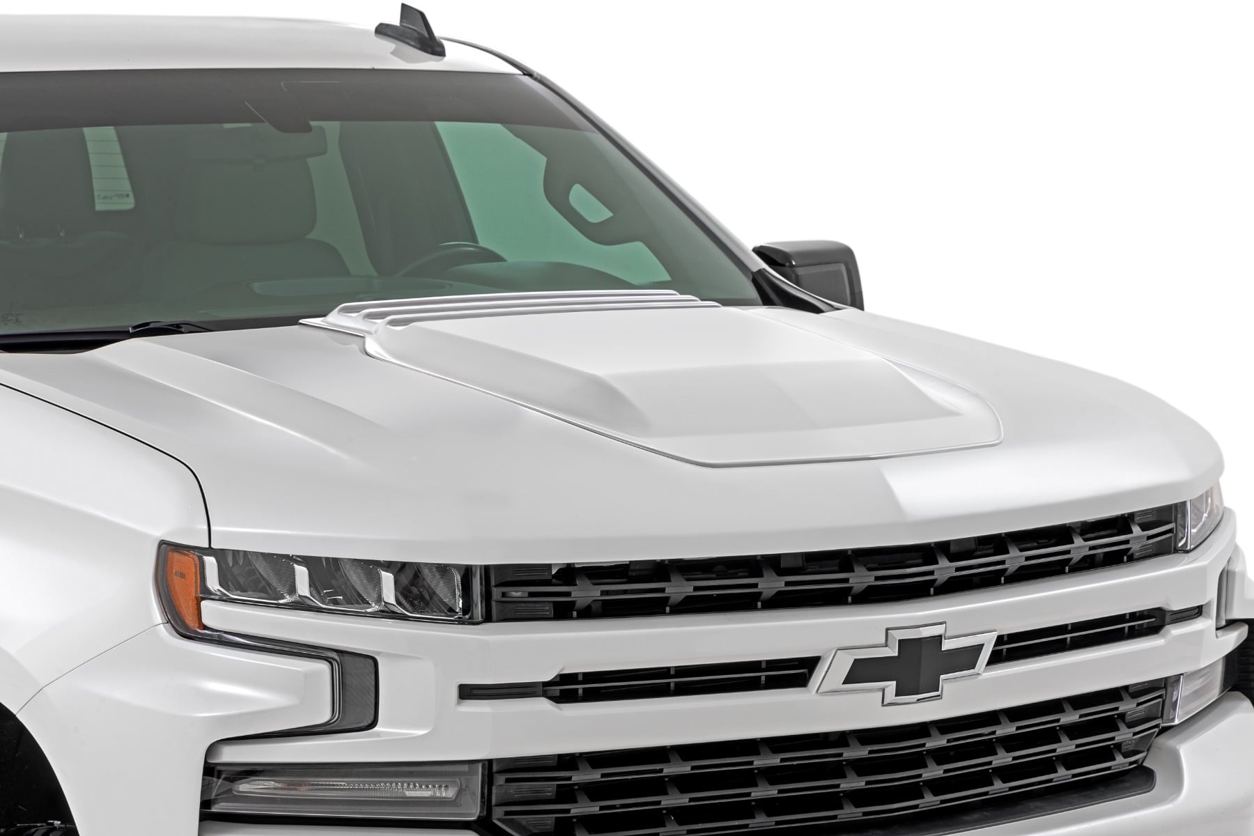 Rough Country Hood Scoop GAZ Summit White Chevy Silverado 1500 2WD/4WD (2019-2026)