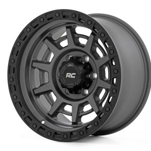 Rough Country 85 Series Wheel Simulated Beadlock Gunmetal Gray/Black 17x9 5x5.5 -0mm