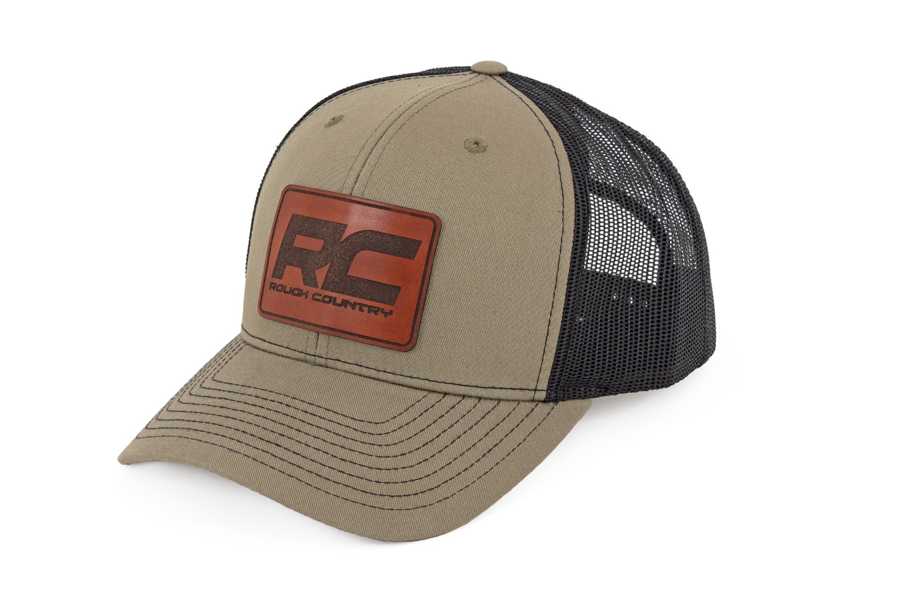 Rough Country Hat Black Mesh Rough Country Patch Brown/Leather – Richardson 112