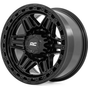 Rough Country 76 Series Wheel Simulated Beadlock Gloss Black 17x9 5x5 -12mm