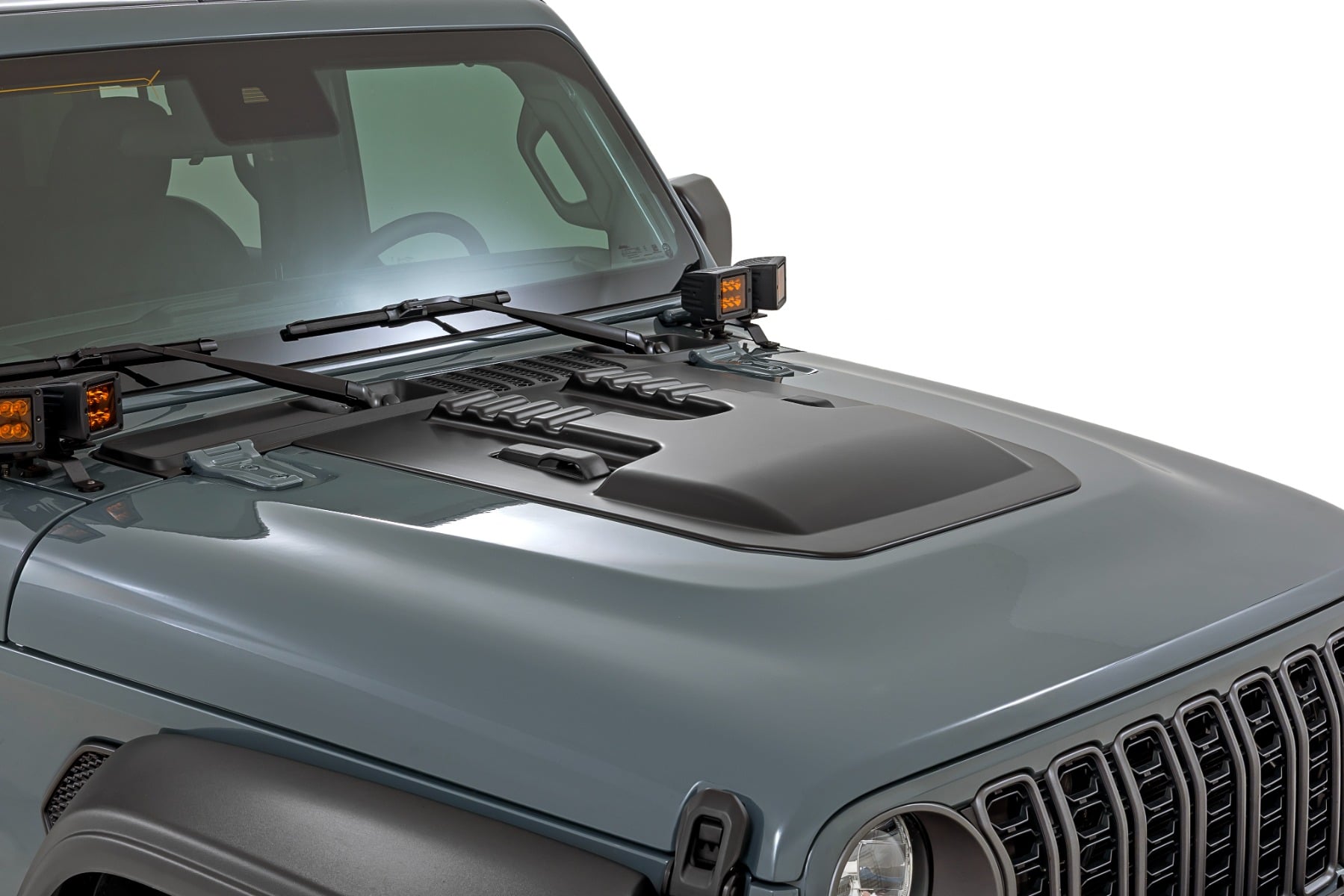 Rough Country Hood Scoop PYV Hella Yella Jeep Gladiator JT/Wrangler JL 4WD (2018-2026)