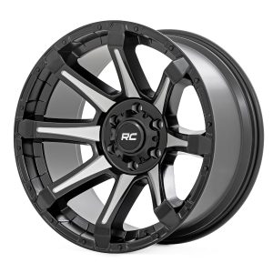 Rough Country 81 Series Wheel One-Piece Semi Gloss Black w/machined spokes 20x9 8x180 0mm