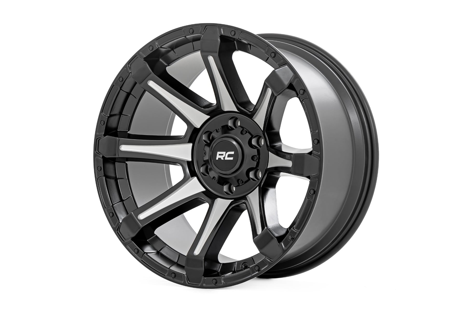 Rough Country 81 Series Wheel One-Piece Semi Gloss Black w/machined spokes 20x9 8x180 0mm
