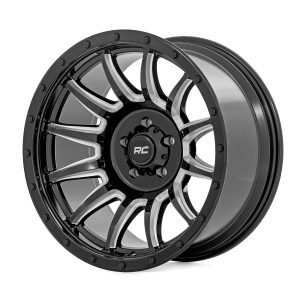 Rough Country 90 Series Wheel One-Piece Gloss Black w/machined spokes 20x10 8x170 -19mm