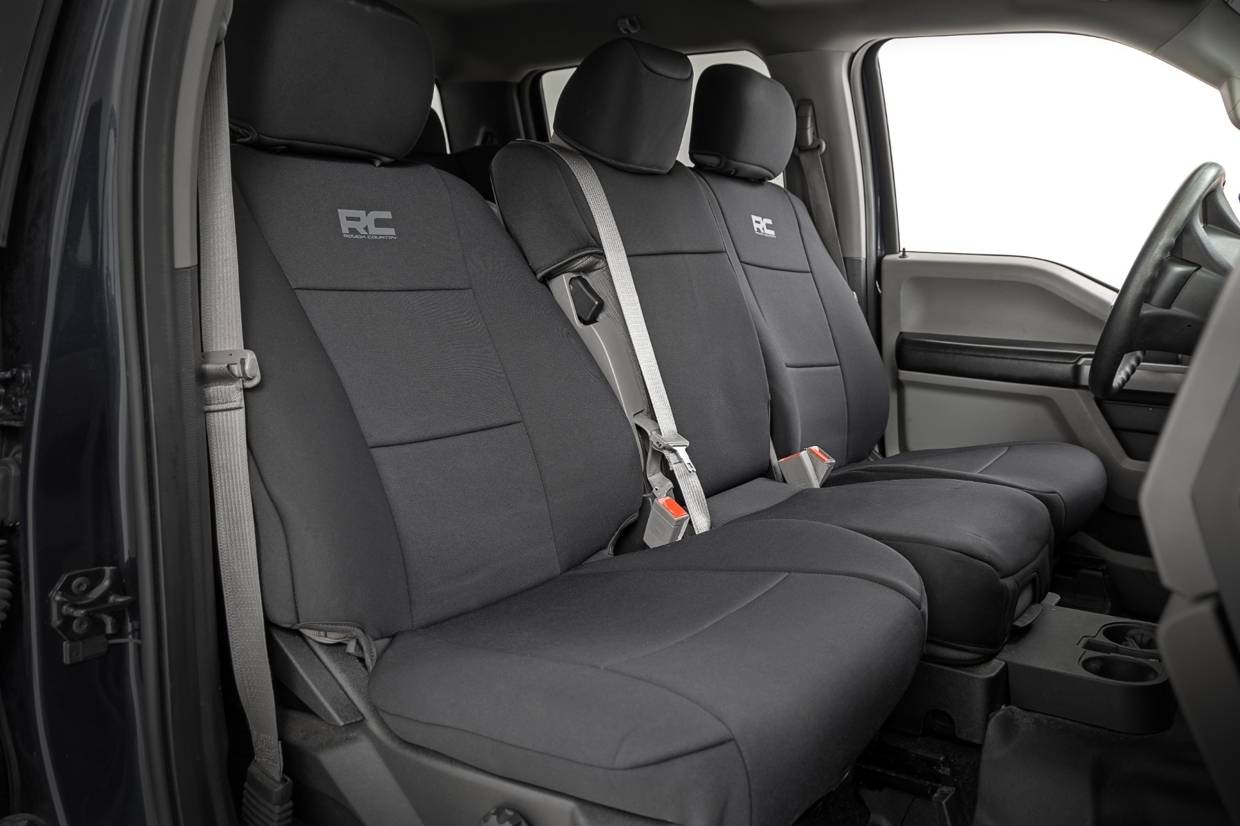 Rough Country Seat Covers FR Bench and RR Bench Ford F-150/Lightning/F-250/F-350 (15-26)