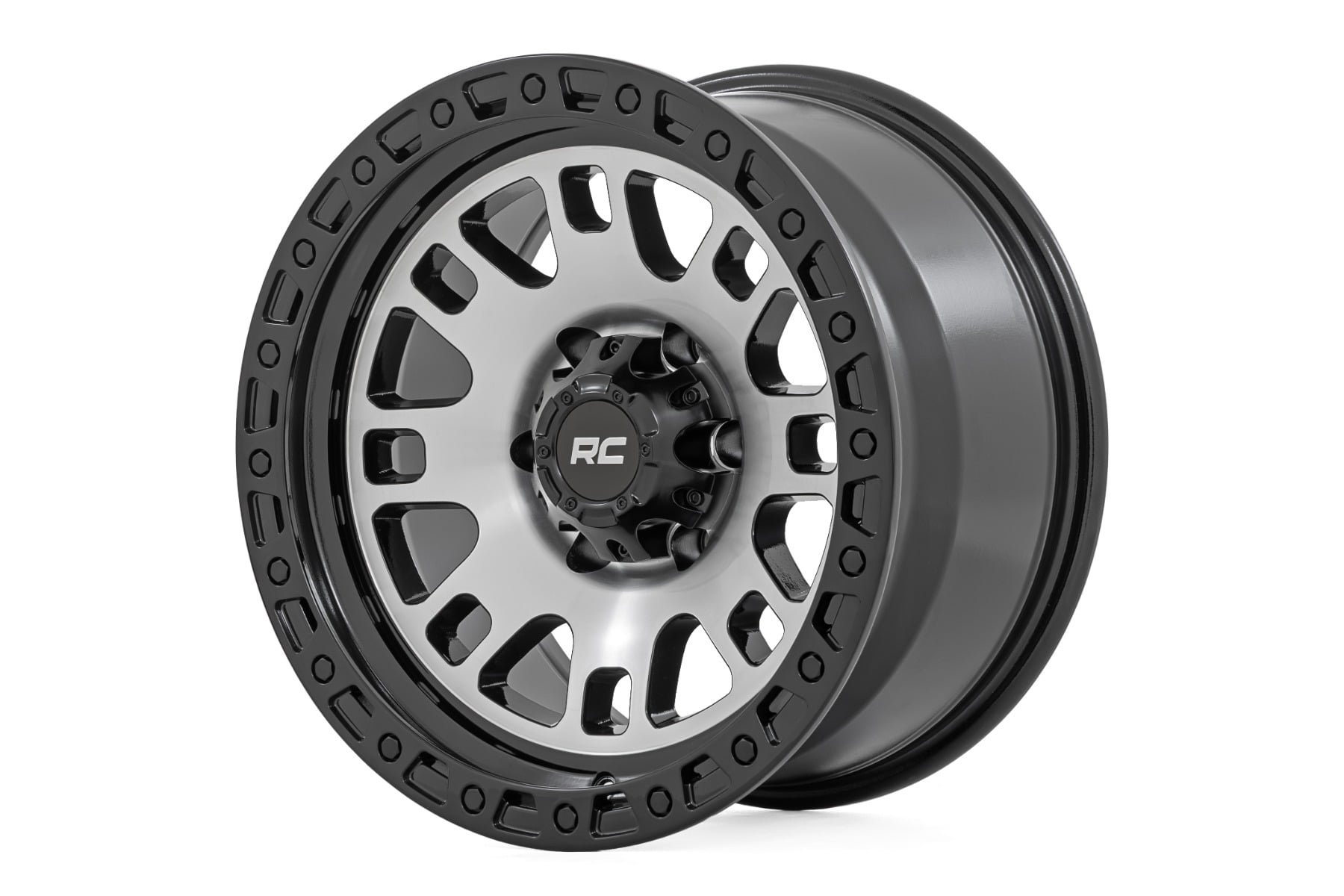Rough Country 82 Series Wheel One-Piece Machined Semi Gloss Black 17x9 6x5.5 -12mm