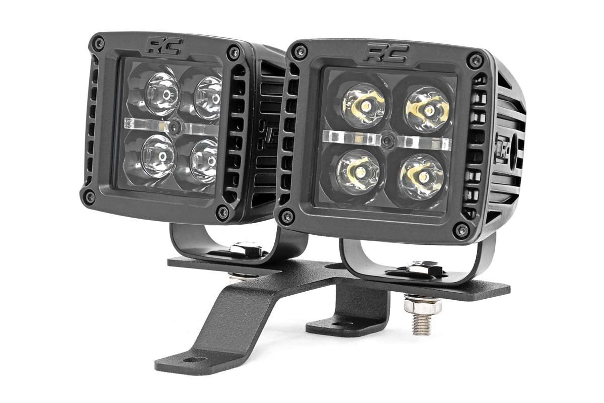 Rough Country LED Light Kit Quad Cowl Mount 2″ Black Amber DRL Jeep Gladiator JT/Wrangler JL (18-26)