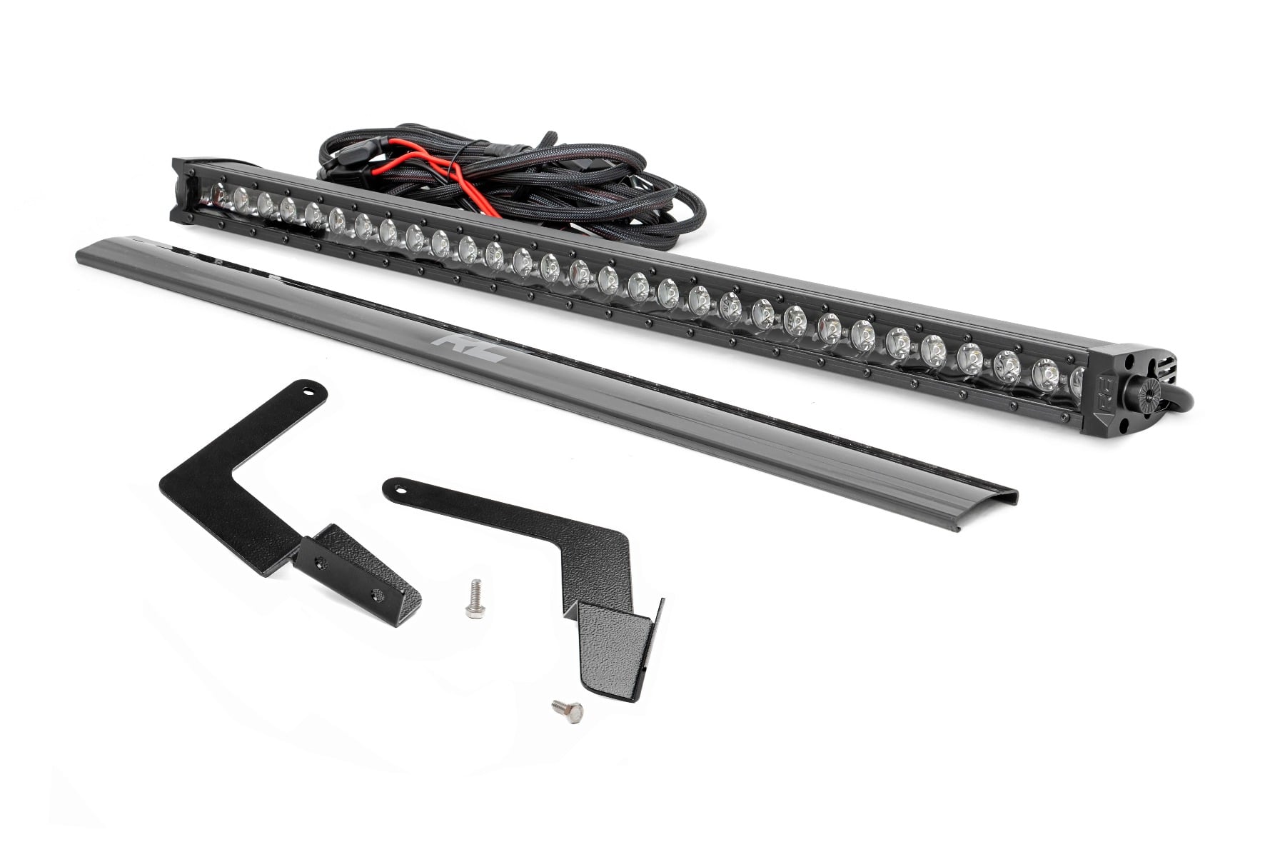 Rough Country LED Light Kit Lower Grille Mount 30″ Black Single Row White DRL Toyota Tacoma (16-23)