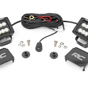Rough Country LED Light Kit Ditch Mount 2″ Black Pair Flood Pattern Ford Bronco (21-26)