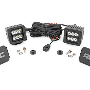 Rough Country LED Light Kit Ditch Mount 2″ Black Pair Spot Pattern Ford Bronco (21-26)