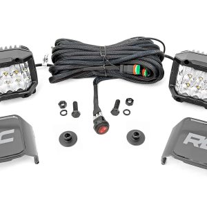 Rough Country LED Light Kit Ditch Mount 2″ Chrome Pair Wide Ford Bronco 4WD (21-26)