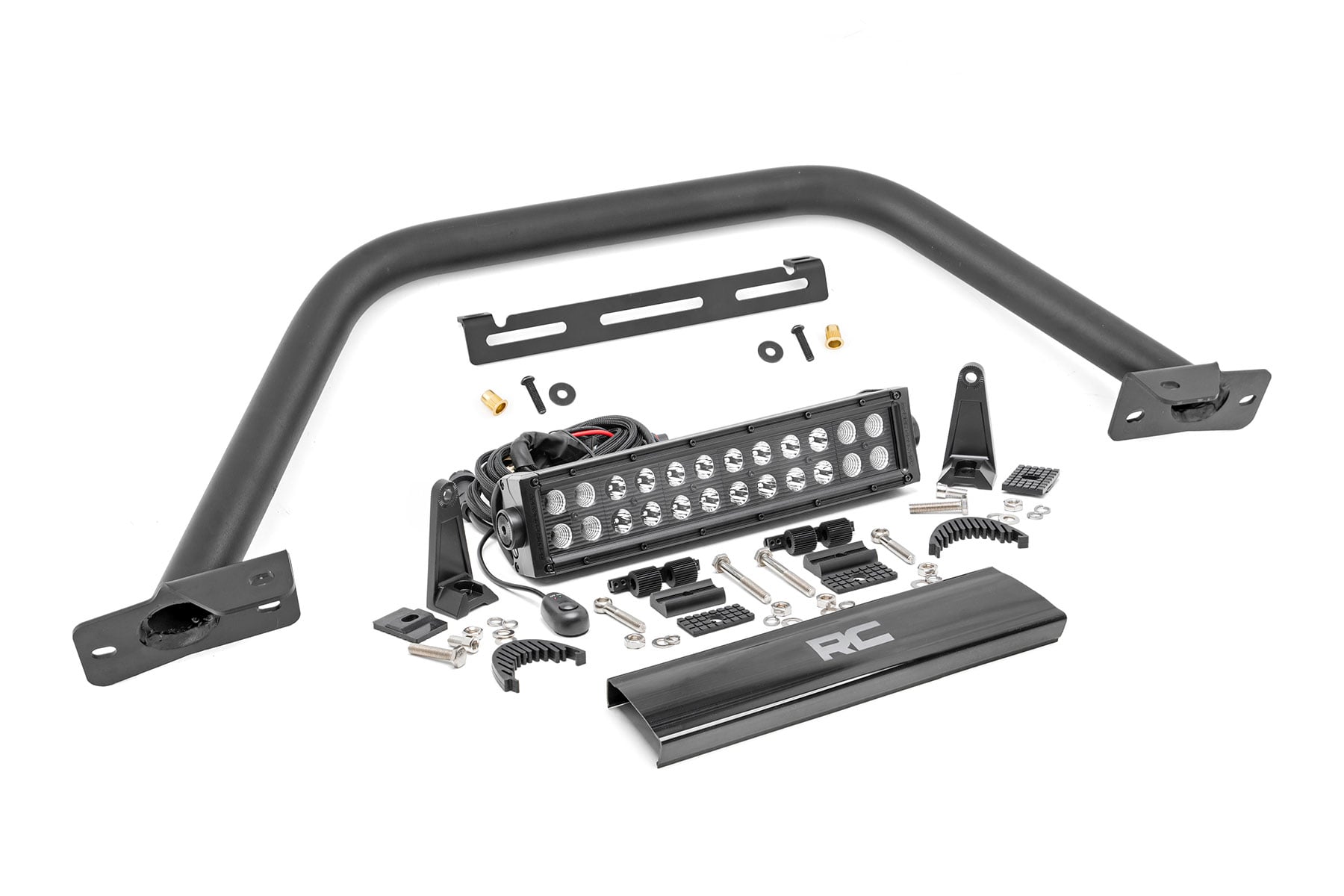 Rough Country Safari Bar 12″ LED Light Bar Black Dual Row OE Modular Steel Ford Bronco (21-26)