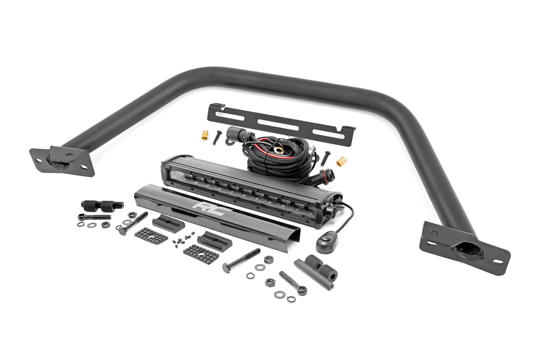 Rough Country Safari Bar 12″ LED Light Bar Black Single Row OE Modular Steel Ford Bronco (21-26)