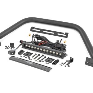 Rough Country Safari Bar 12″ LED Light Bar Black DRL Single Row OE Modular Steel Ford Bronco (21-26)