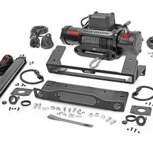 Rough Country High Winch Mount All Models 12000S 20 Inch Black Single Row LED Ford Bronco (21-26)