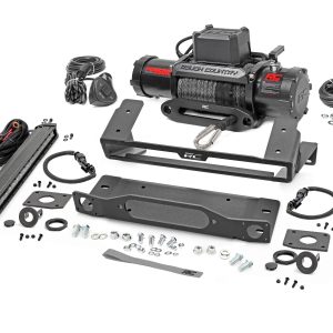 Rough Country High Winch Mount All Models 9500S 20 Inch Black Single Row LED Ford Bronco (21-26)
