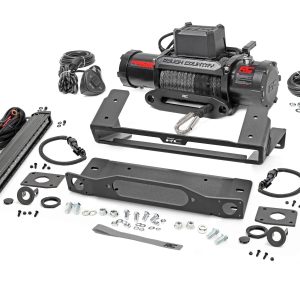 Rough Country High Winch Mount All Models 9500S 20 Inch Black Single Row LED Ford Bronco (21-26)