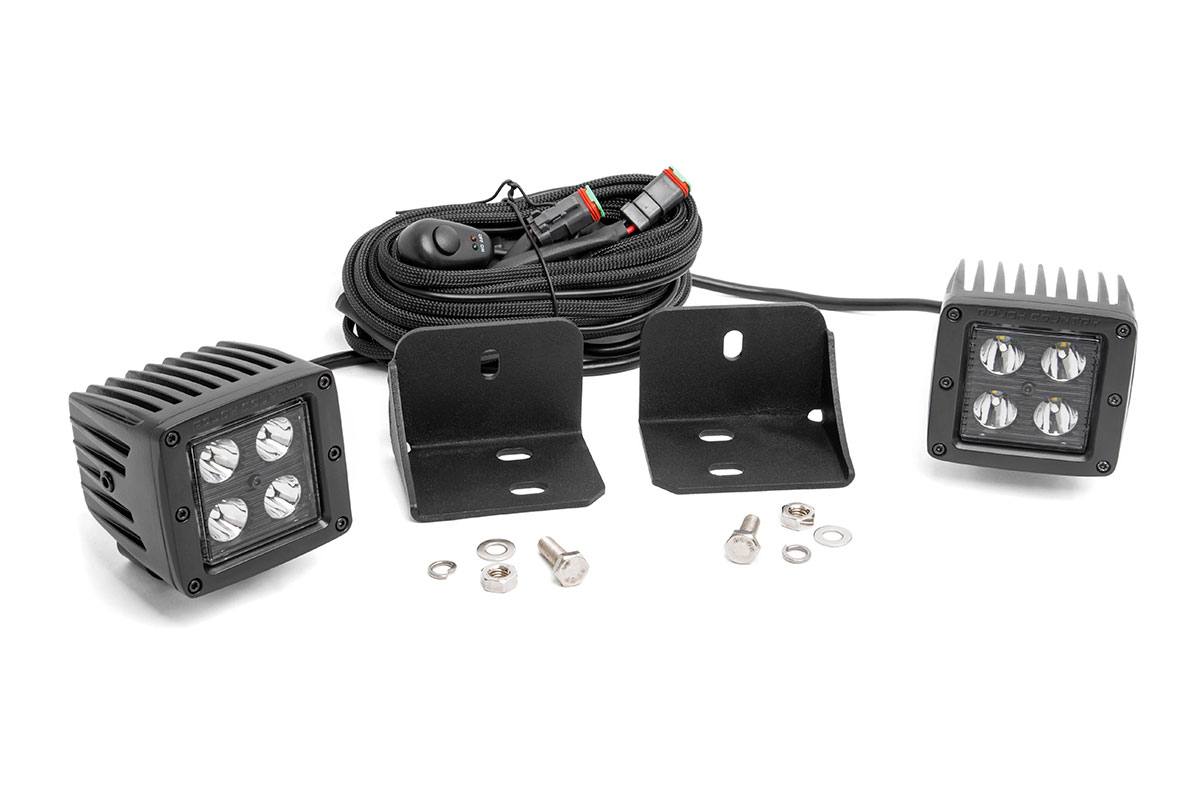 Rough Country LED Light Cab Mount 2″ Black Pair Flood Can-Am Defender HD 5/HD 8/HD 9/HD 10