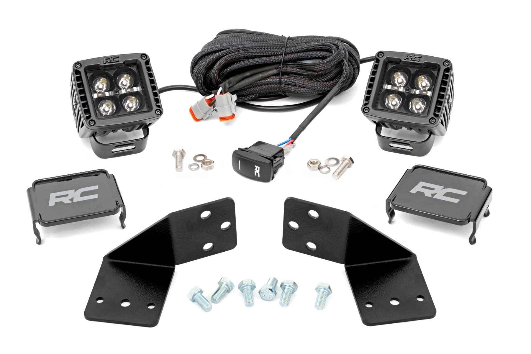 Rough Country LED Light Kit Rear Mount 2″ Black Pair White DRL CFMOTO UFORCE 1000