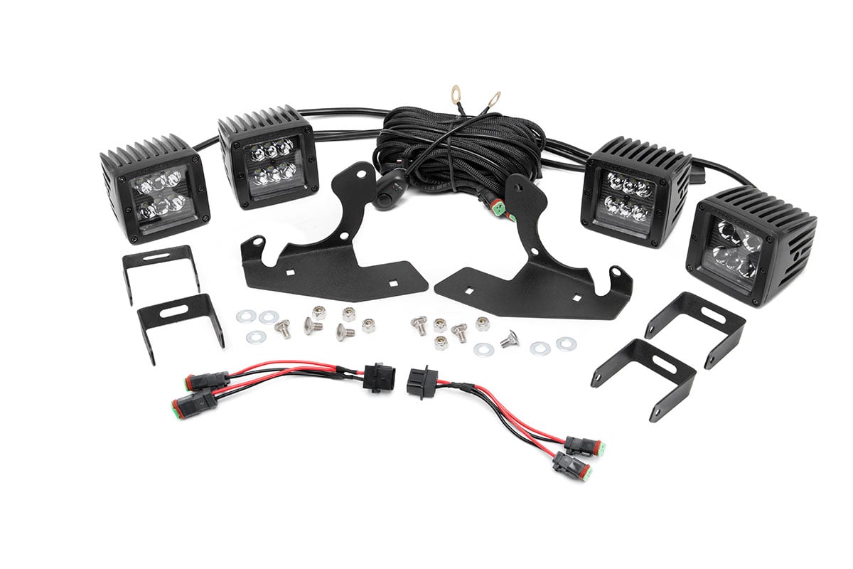Rough Country LED Light Kit Fog Mount Dual 2″ Black Pairs Chevy Silverado 1500/2500HD/3500HD 2WD/4WD