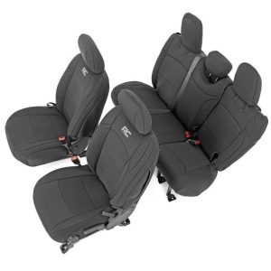 Rough Country Seat Covers Front and Rear w/ Armrest Jeep Wrangler Unlimited 4WD (18-26)