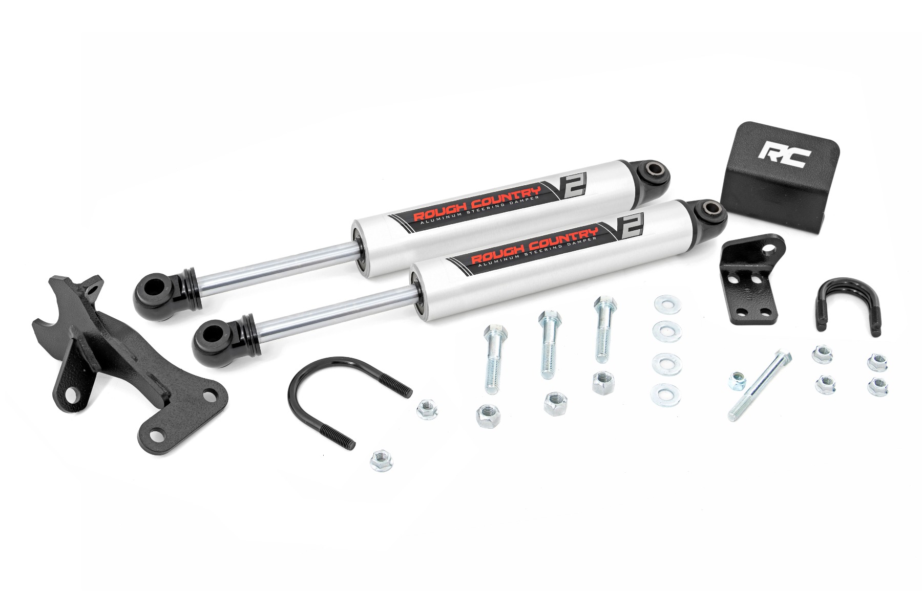 Rough Country V2 Steering Stabilizer Dual 4 Inch Lift Jeep Grand Cherokee WJ (99-04)