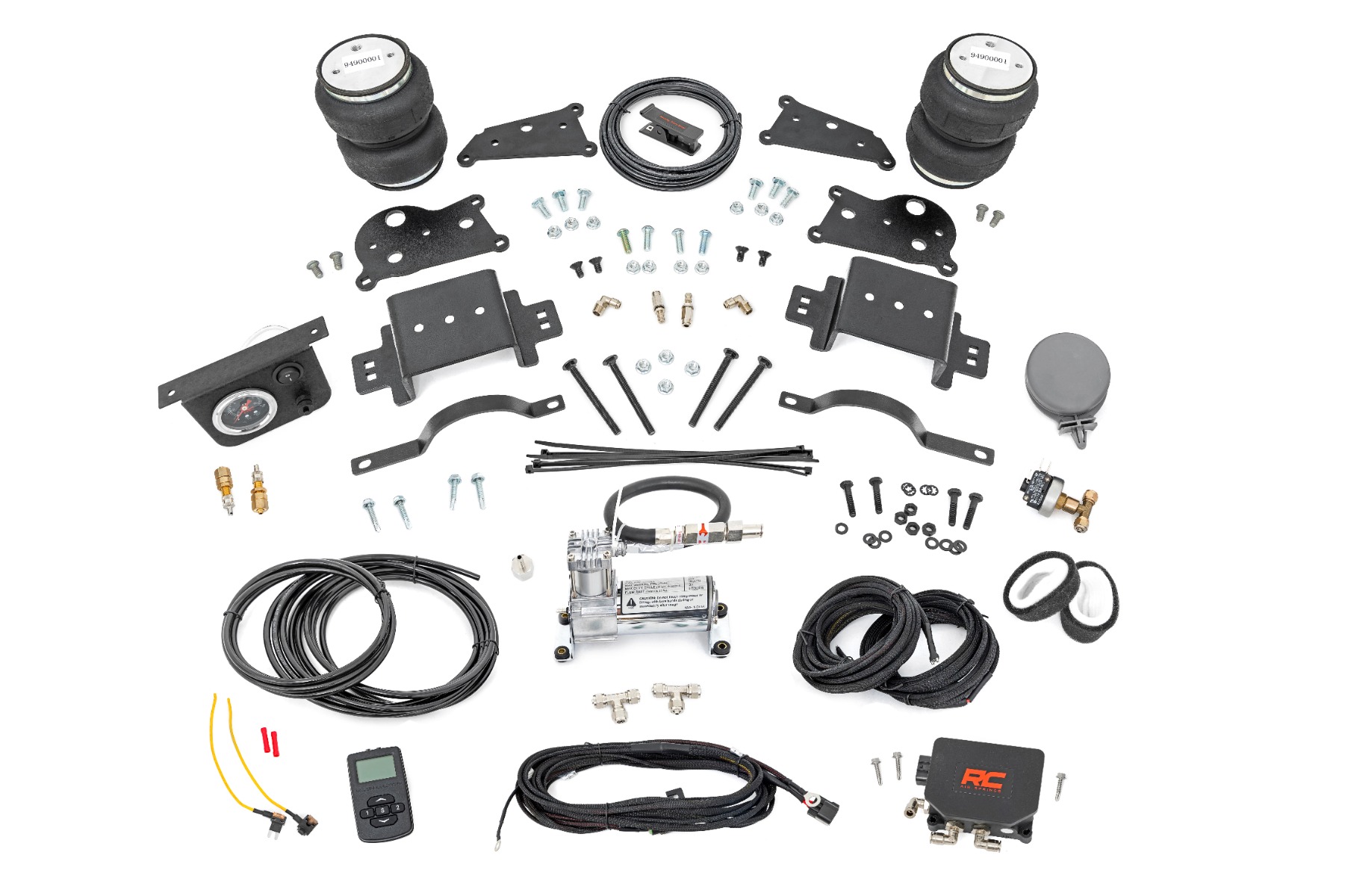 Rough Country Air Spring Kit w/compressor Wireless Controller 4 Inch Lift Kit Ram 2500 (14-26)