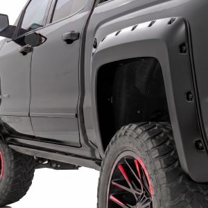 Rough Country Pocket Fender Flares 6’7″ & 8′ Bed GB8 Mosaic Black Chevy Silverado 1500 (14-18)/2500HD