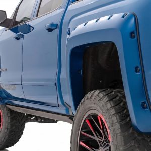 Rough Country Pocket Fender Flares 5’9″ Bed G1K Deep Ocean Blue Chevy Silverado 1500 (14-18 & Classic)