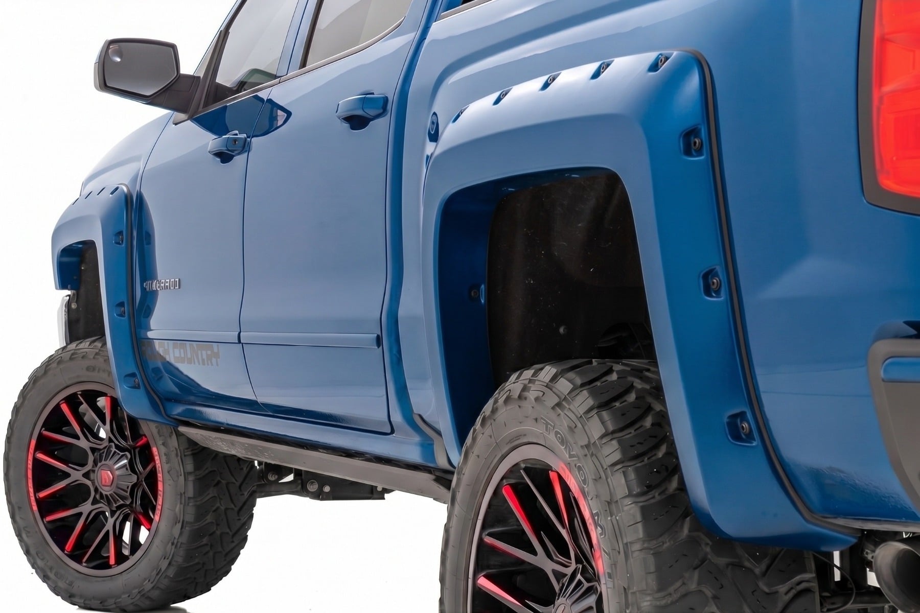 Rough Country Pocket Fender Flares 5’9″ Bed G1K Deep Ocean Blue Chevy Silverado 1500 (14-18 & Classic)