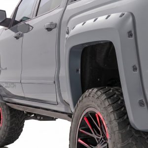 Rough Country Pocket Fender Flares 6’7″ & 8′ Bed G1C Overcast Chevy Silverado 1500 (14-18)/2500HD