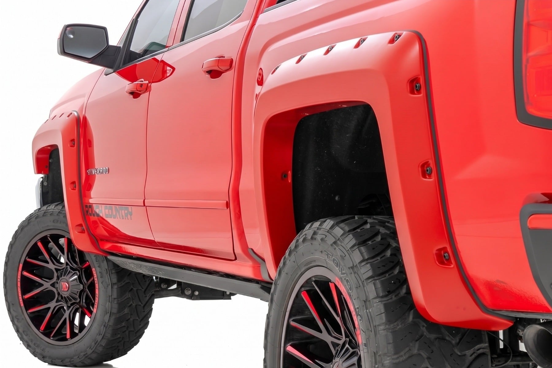 Rough Country Pocket Fender Flares 6’7″ & 8′ Bed G7C Red Hot Chevy Silverado 1500 (14-18)/2500HD
